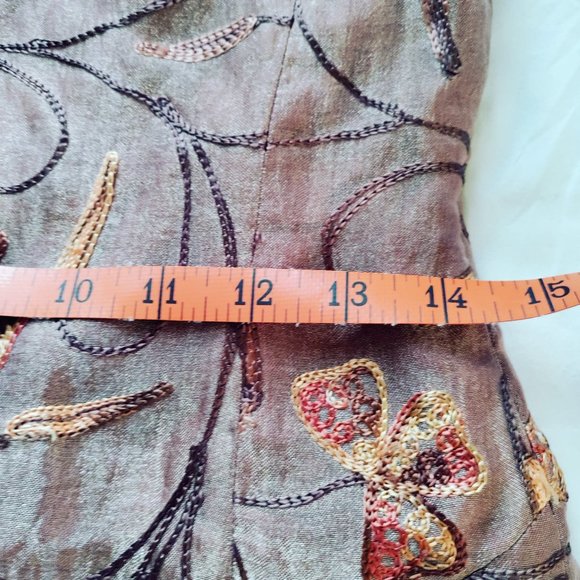 Javier Canas Caramelo 100 percent silk, lined, embroidered dress size 40 (euro) - Picture 7 of 8